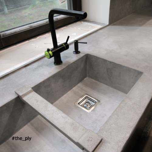 Grey microcement countertop made by the_ply