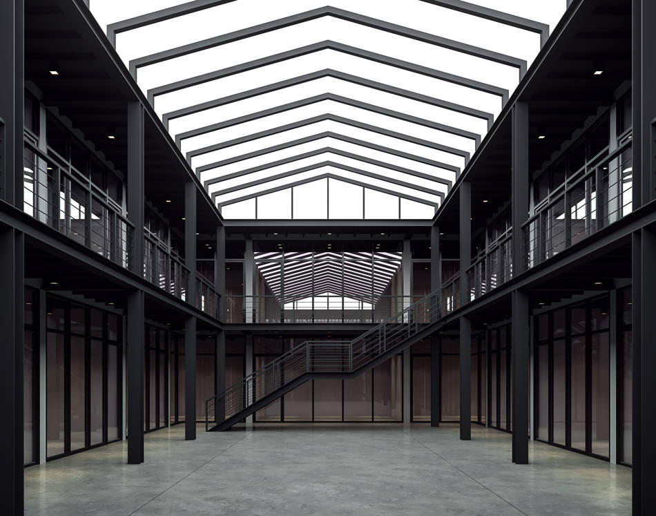 Polished concrete the floor of an industrial warehouse