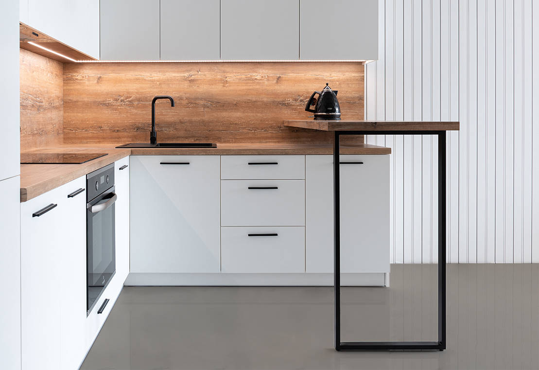 Kitchen with epoxy resin floor