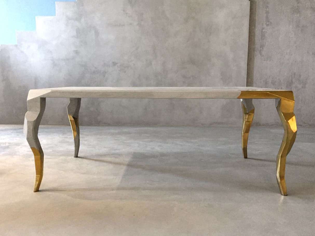 Microcement furniture next to a staircase in a dwelling