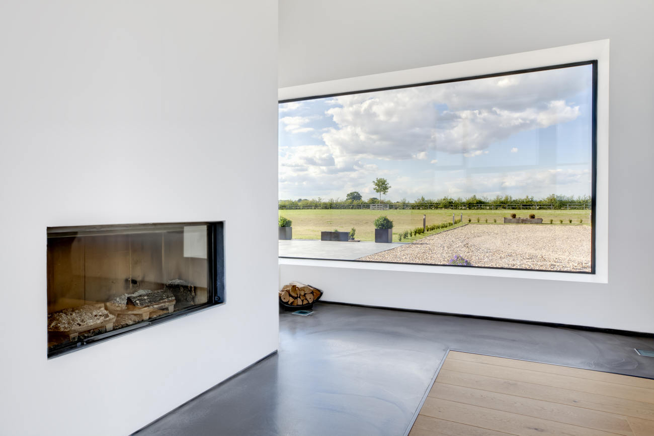 Polished concrete floor in living room