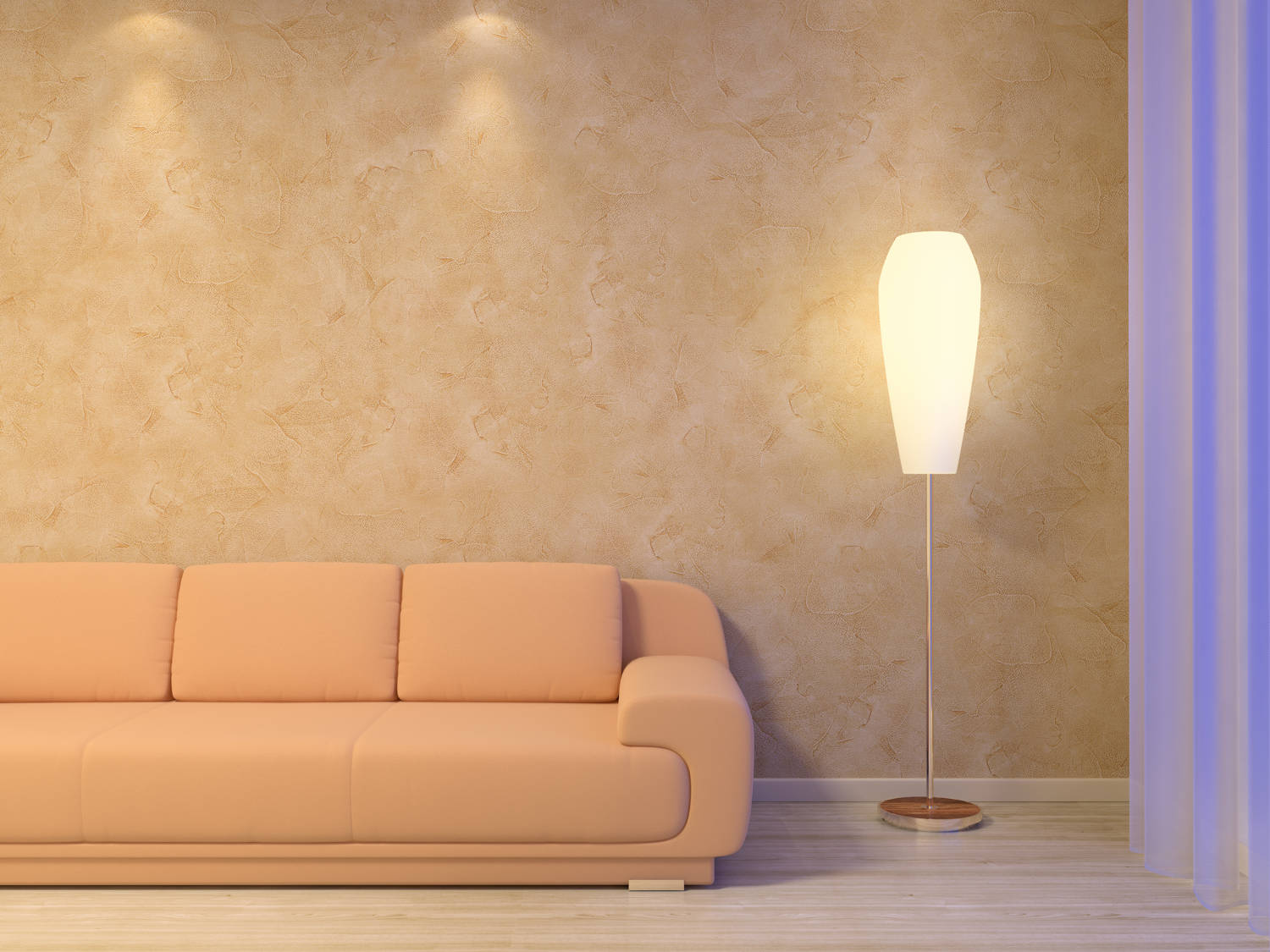 wall with Venetian stucco in living room