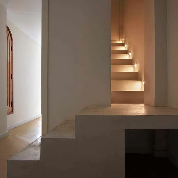 White microcement staircase