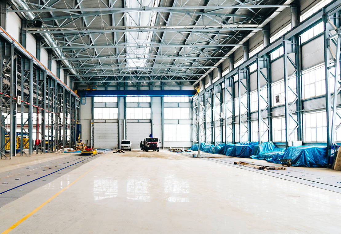 Epoxy resin floor in factory