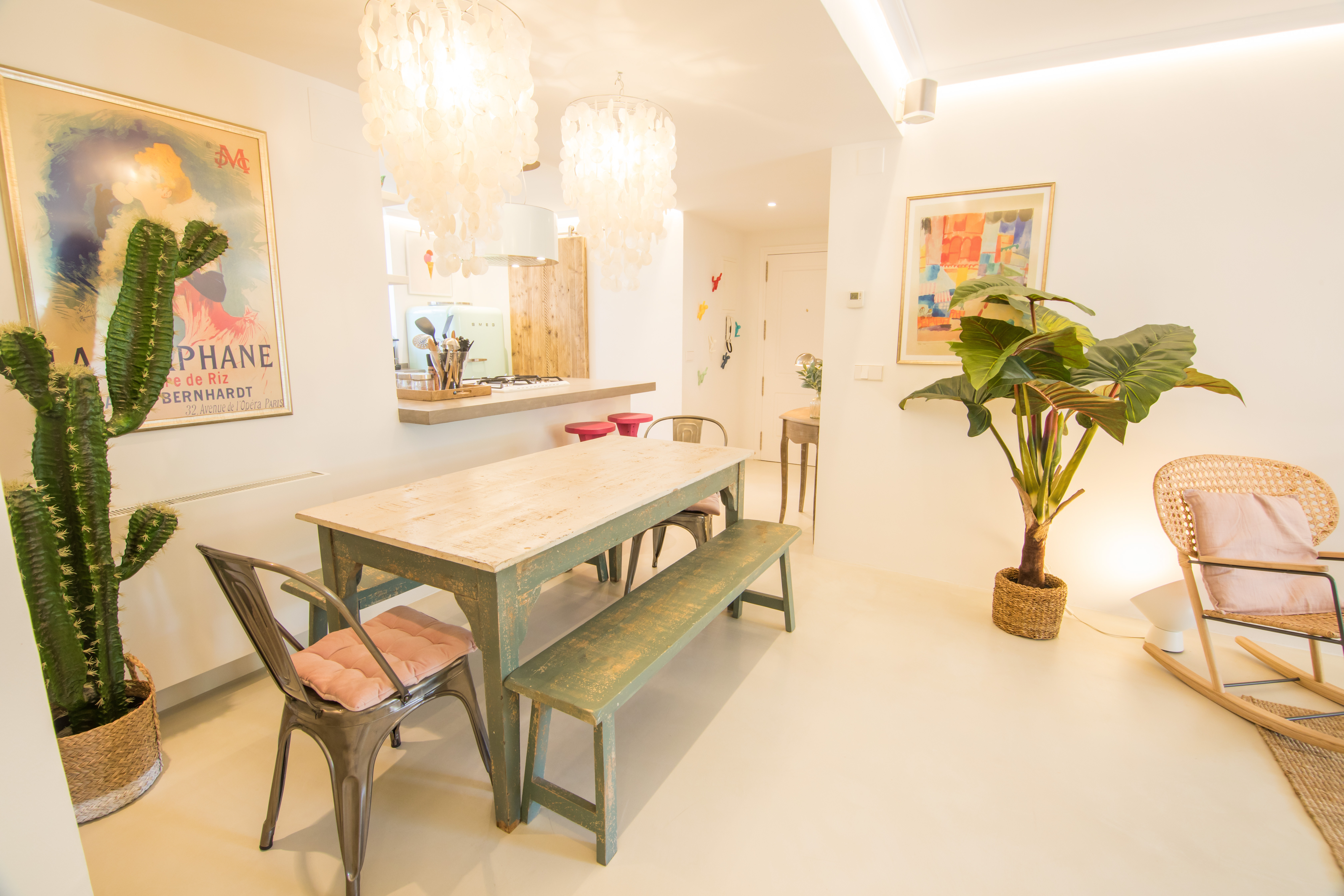 rustic living room Ivory microcement floor