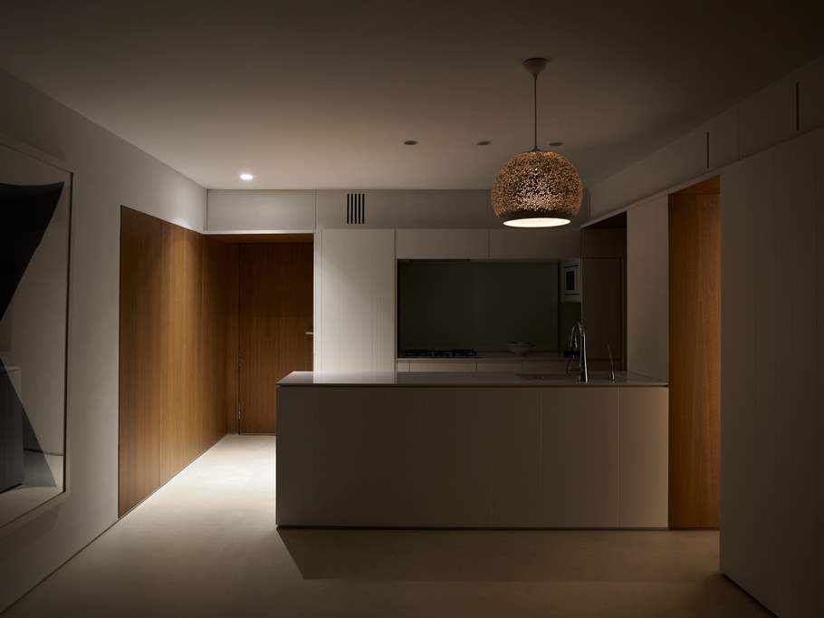 Renovation project in Altea with microcement on the kitchen floor.