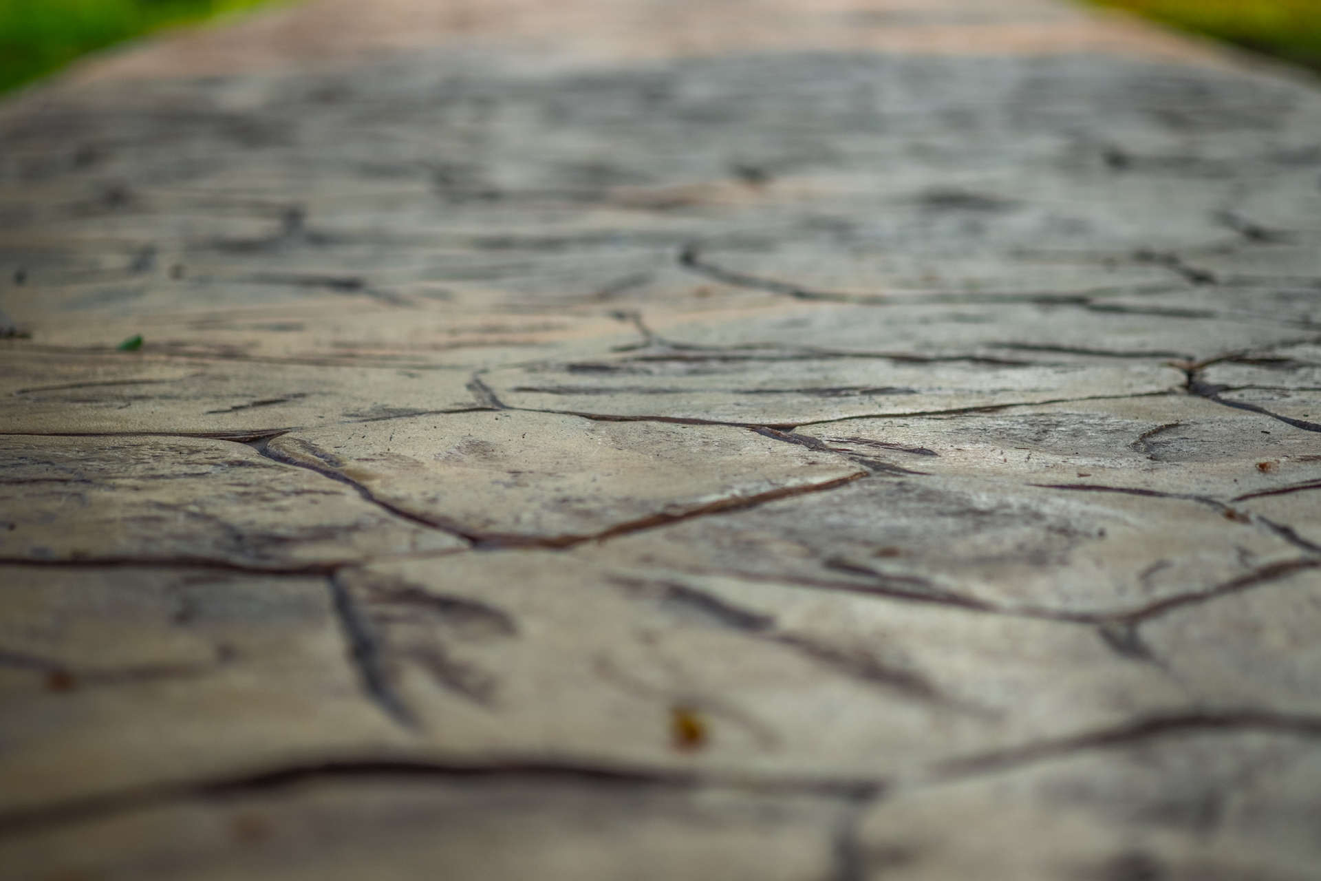 imprinted concrete sidewalk in residential area