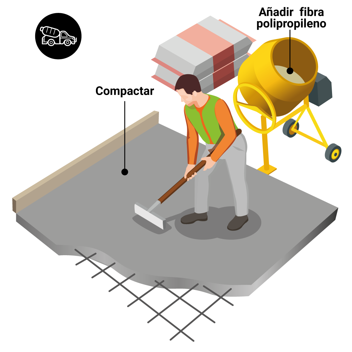 Paso 2 de la aplicación de hormigón impreso.