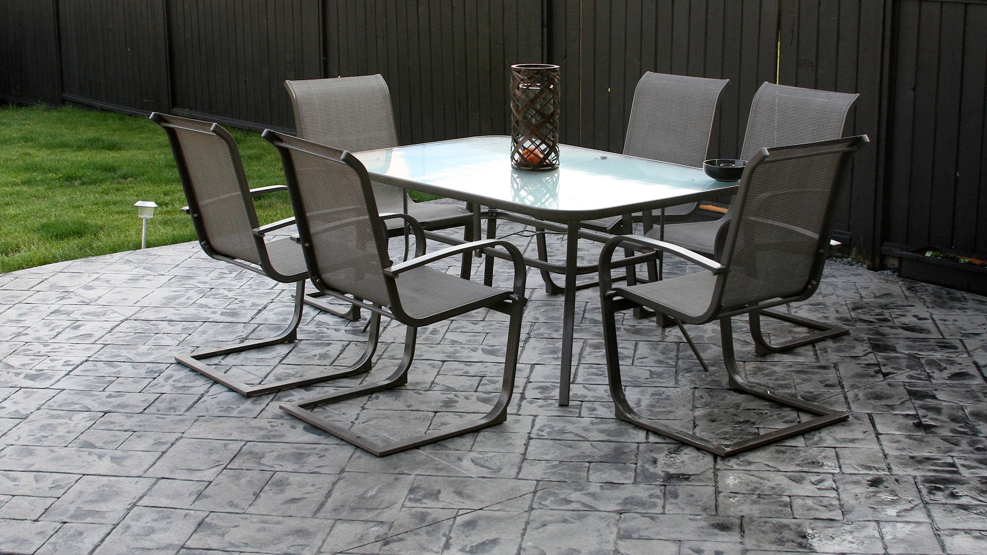 terrasse avec pavé imprimé gris