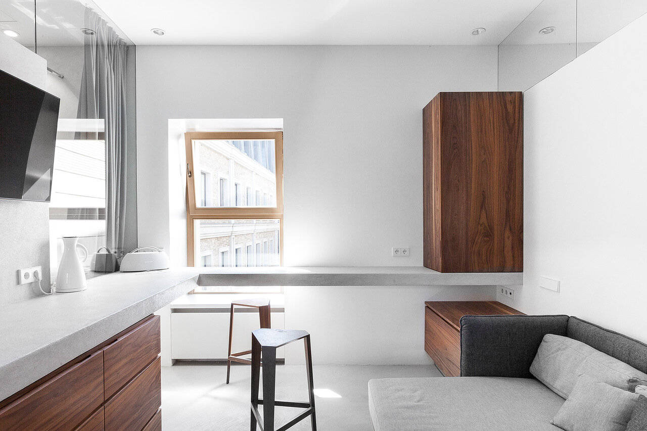 apartamento en León con microcemento gris en suelo, pared y encimera apartamento en León con microcemento gris en suelo, pared y encimera