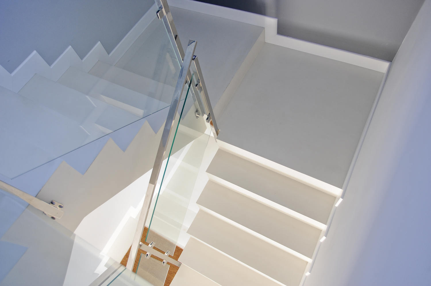 White microcement staircase