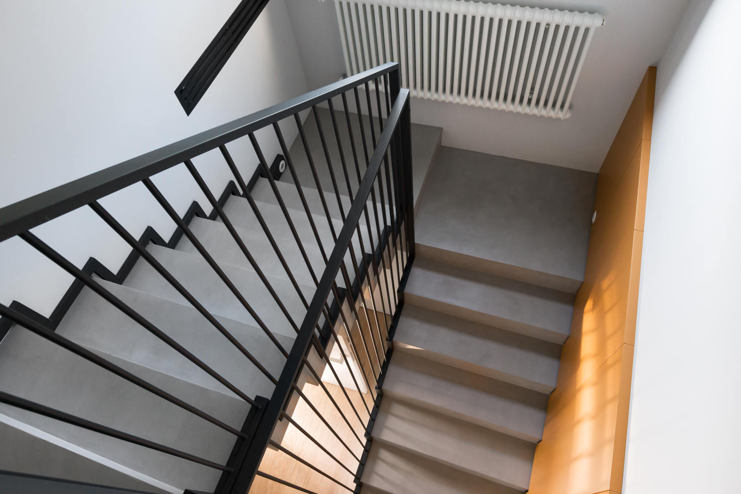 Gray microcement staircase