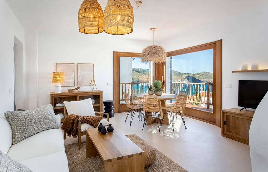 salón con suelo de microcemento en Menorca salón con suelo de microcemento en Menorca
