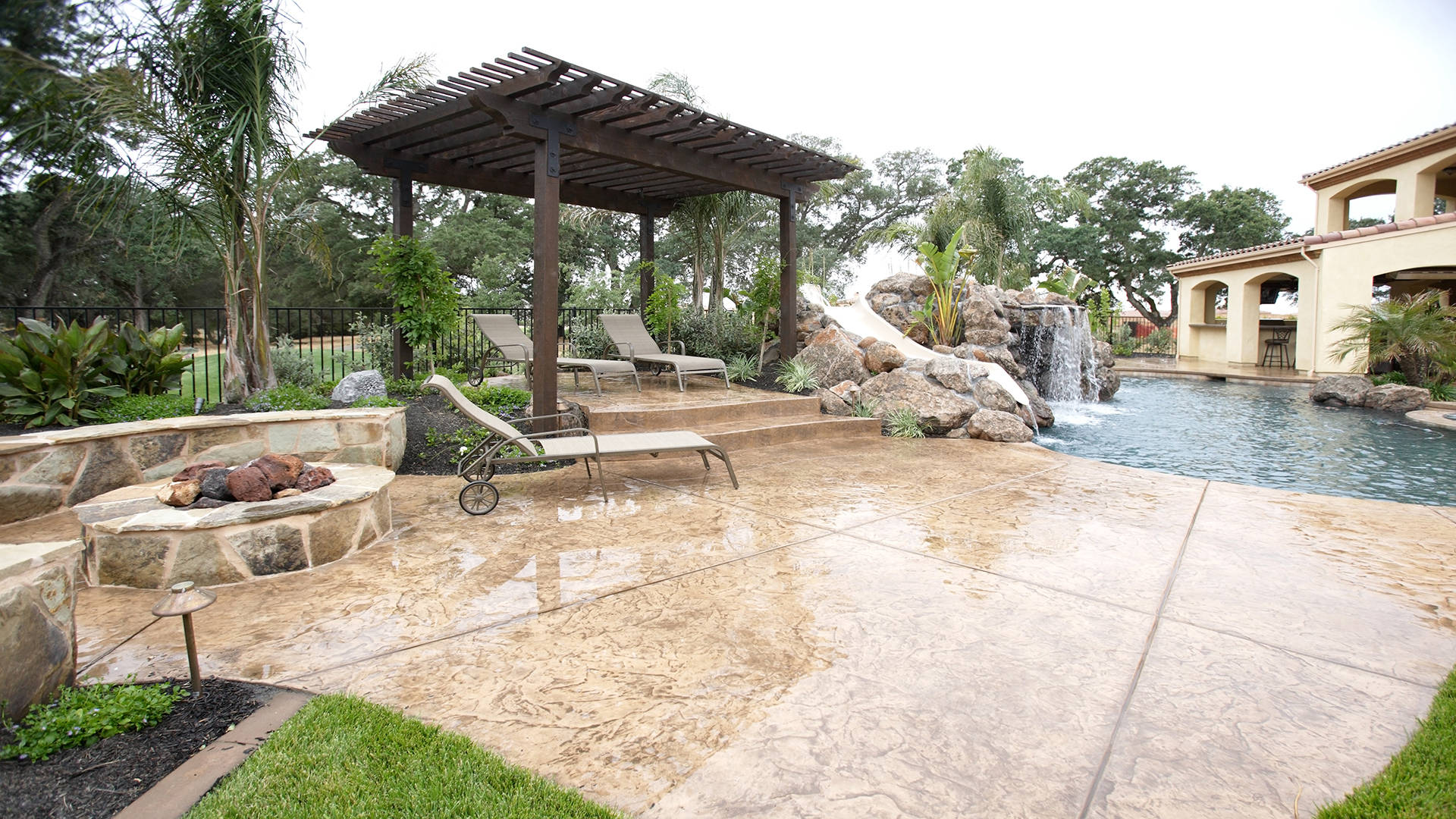 house with stamped concrete on the terrace house with stamped concrete on the terrace