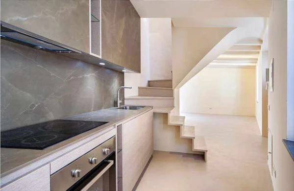 White microcement staircase