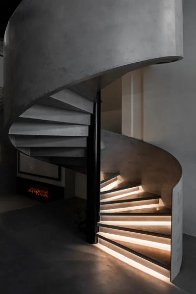 Innovative grey micro concrete staircase